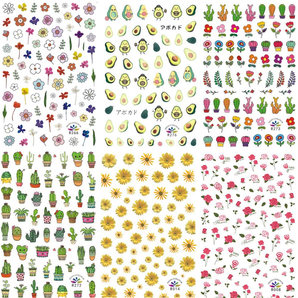 Kalolary Flower Fruit Nail Art Stickers Decals (12 Sheets)
