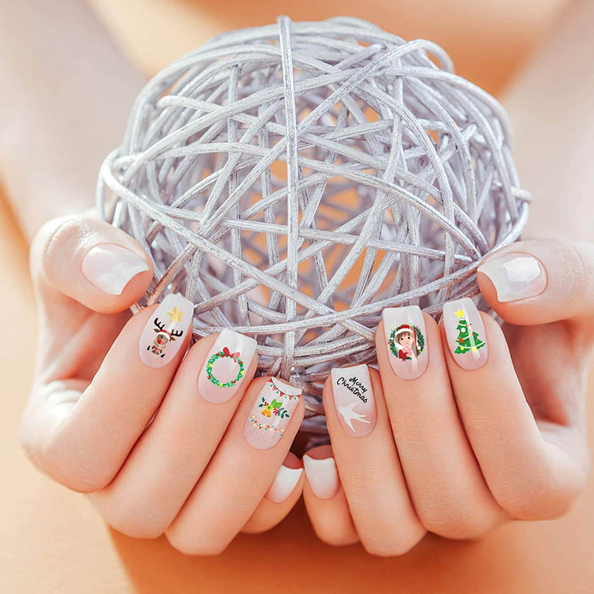 Kalolary 30 Sheets Christmas Cartoon Nail Art Stickers