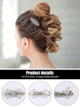 Load image into Gallery viewer, Kalolary 14PCS Retro Vintage Silver French Barrette
