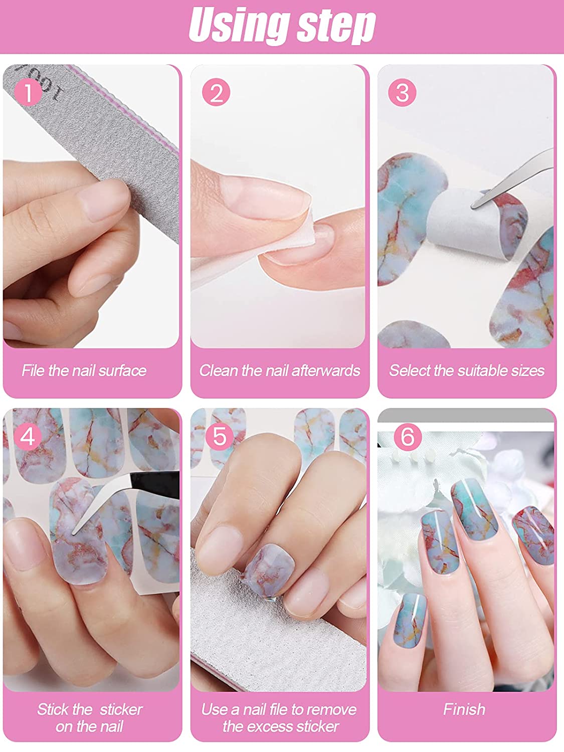Kalolary 12 Sheet Marble Nail Art Polish Stickers