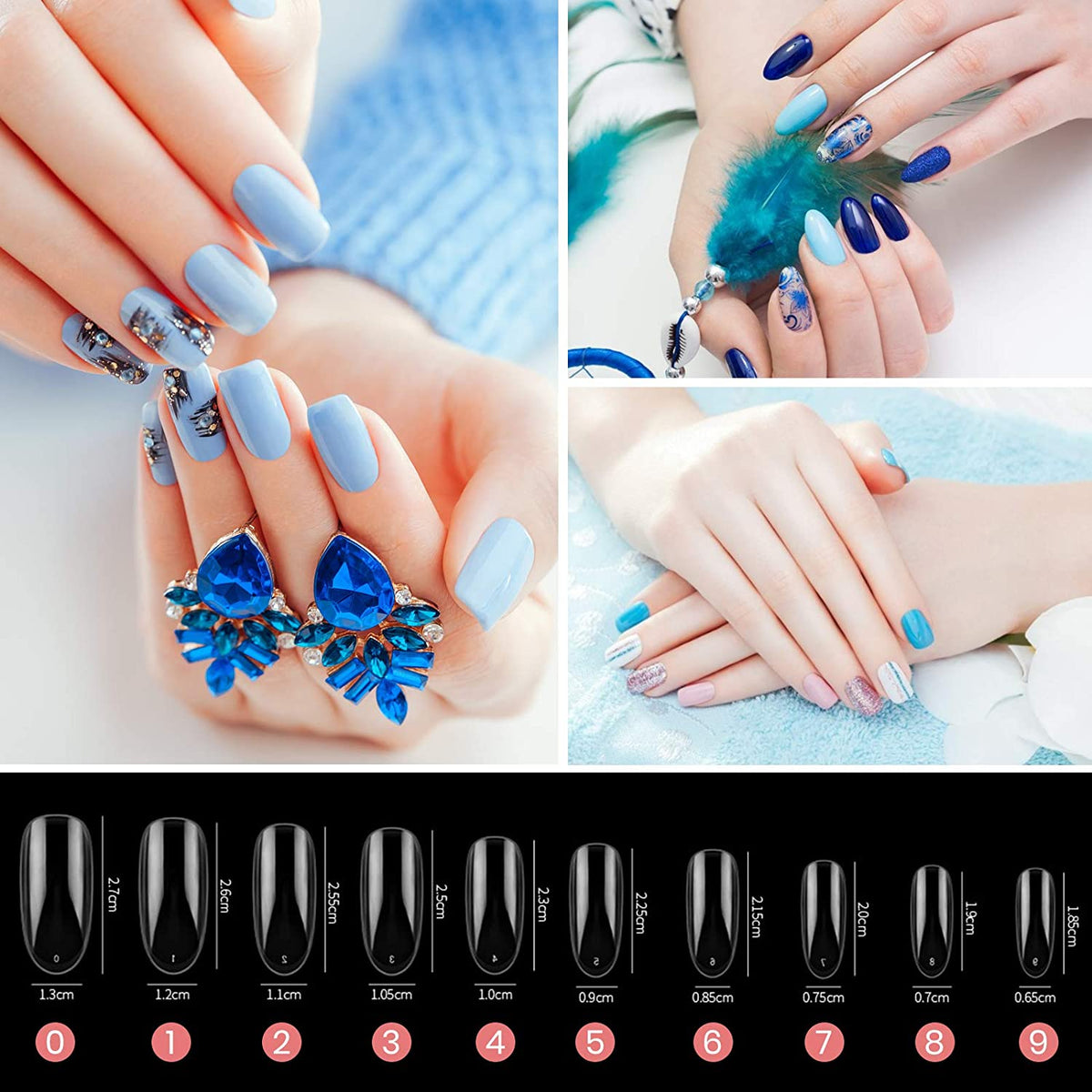 Kalolary Nail Hand Practice set for Acrylic Nails (Clear)