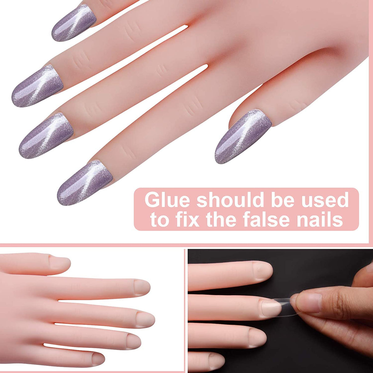 Kalolary Nail Hand Practice set for Acrylic Nails (Clear)