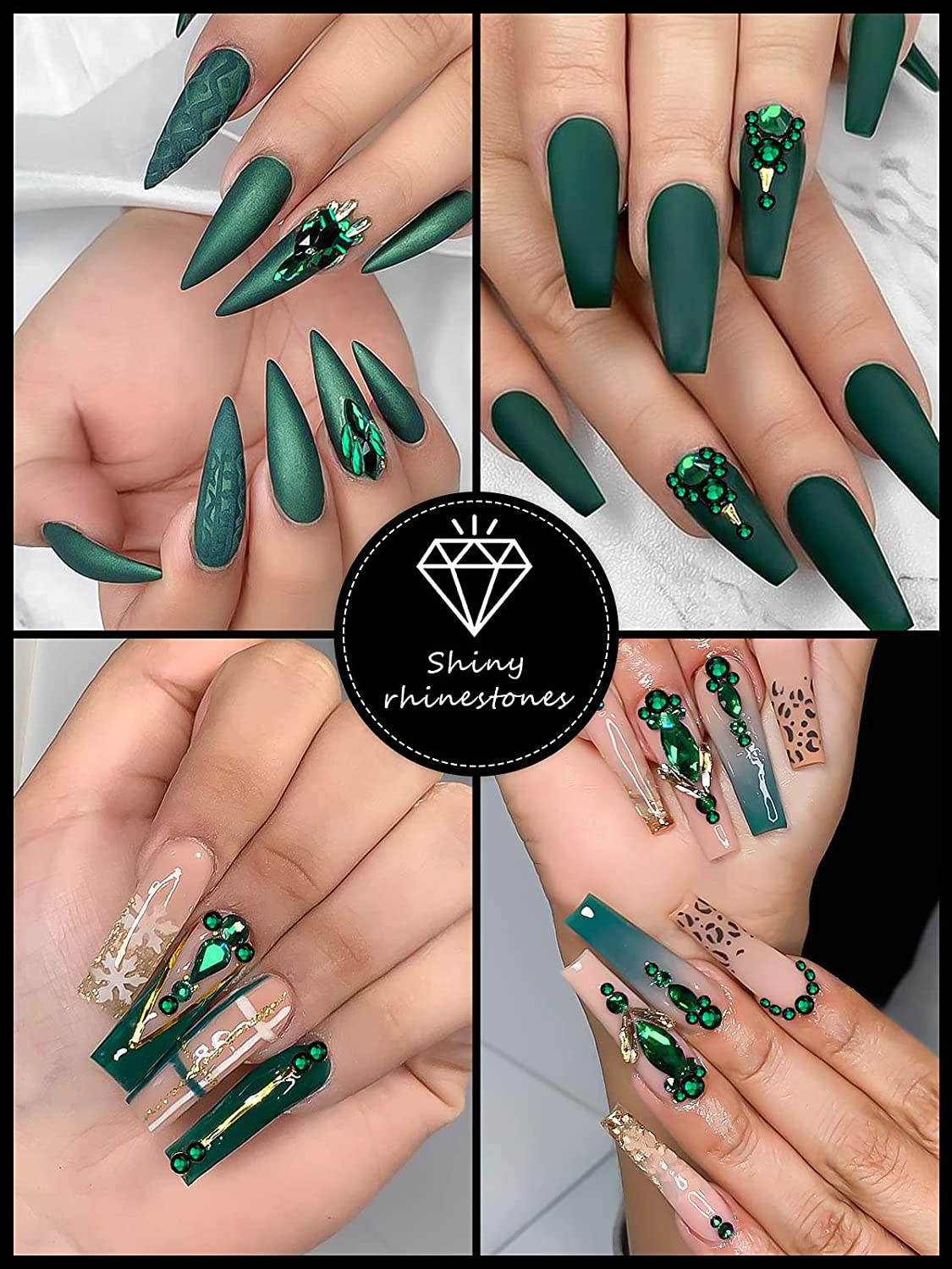 Kalolary Green Professional Nail Rhinestones Kit