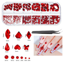 Load image into Gallery viewer, KALOLARY Red Nail Rhinestones
