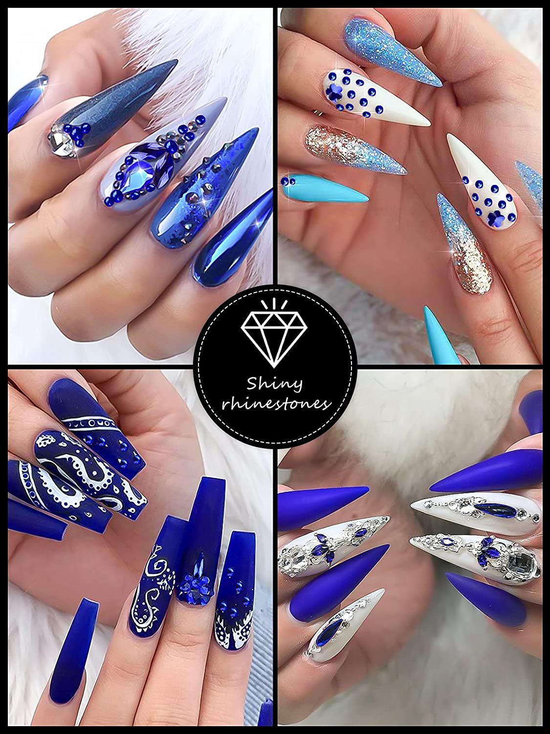 Kalolary Blue Professional Nail Rhinestones Kit
