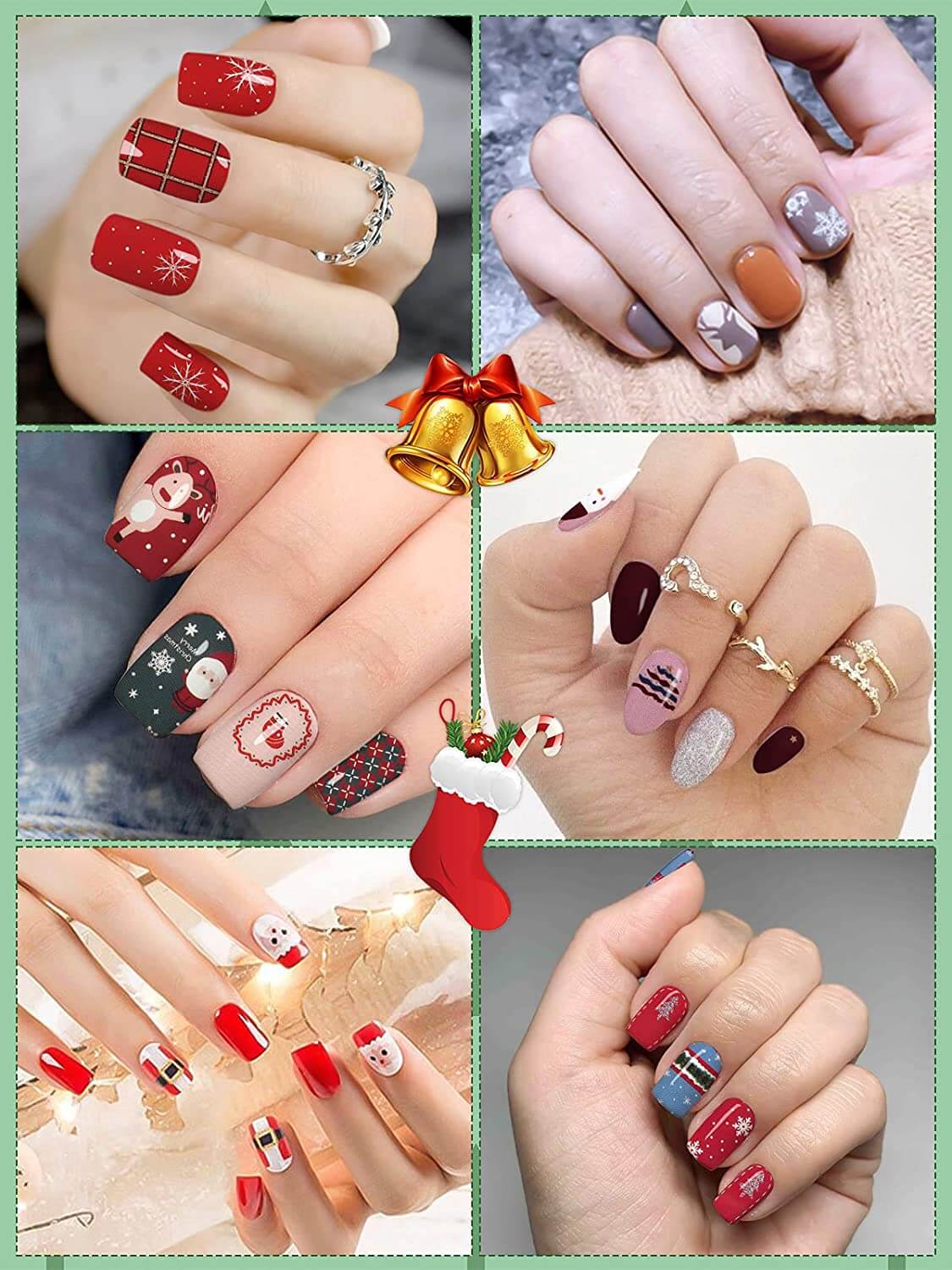 Kalolary Christmas Full Wraps Self-Adhesive Nail Polish Stickers 20 Sheets