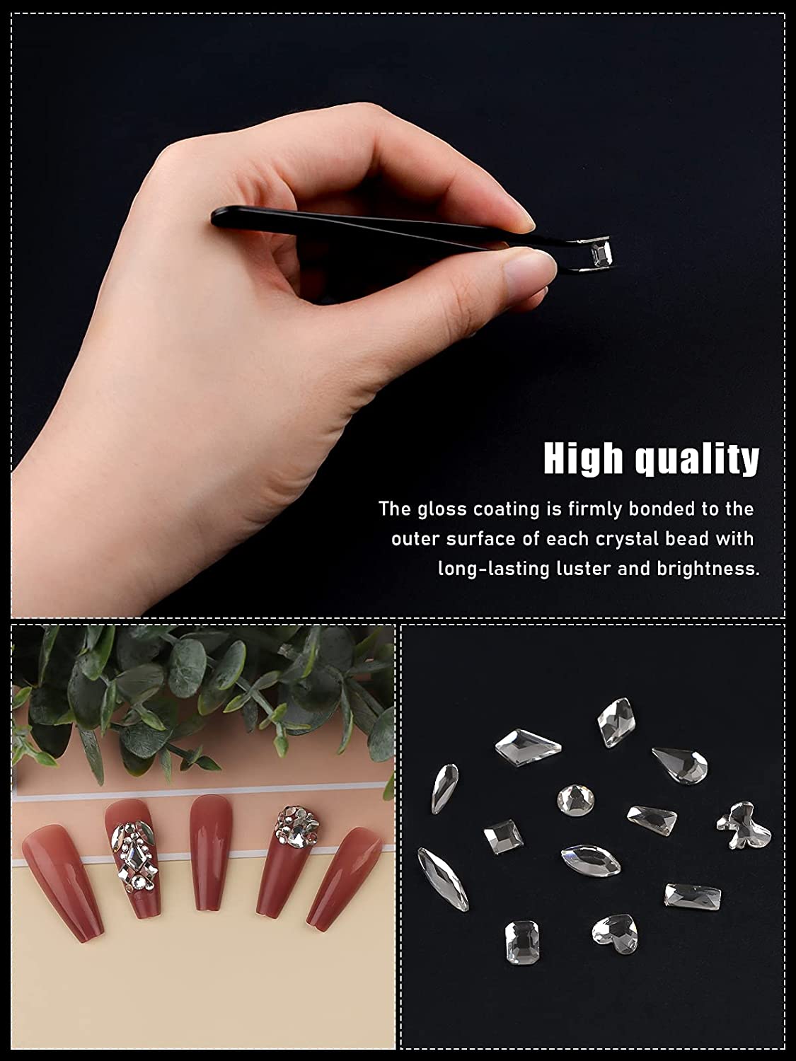 Kalolary White Professional Nail Rhinestones Kit