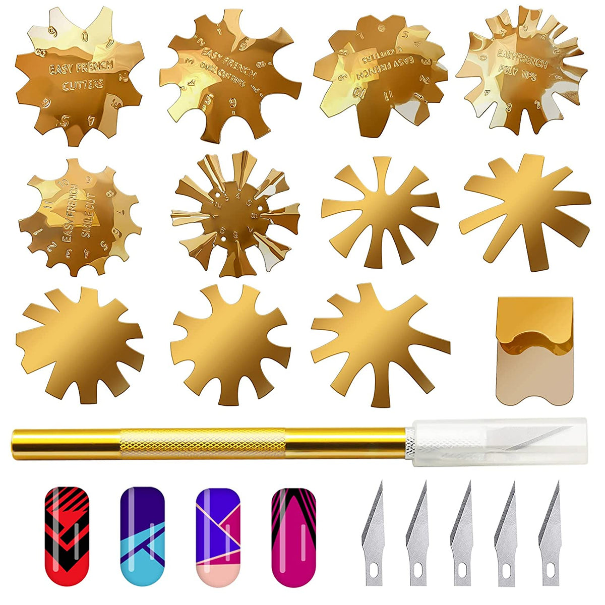 Kalolary 12 PCS French Nail Trimmer (Gold)
