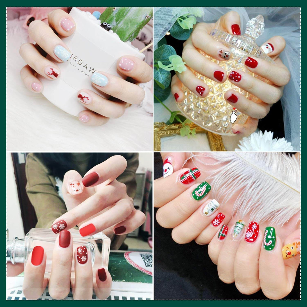 Kalolary 12 Sheets  Christmas Full Wraps Self-Adhesive Nail Polish Stickers with 1Pcs Nail File
