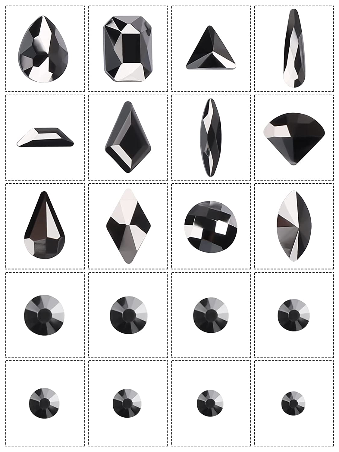 Kalolary Black Professional Nail Rhinestones Kit