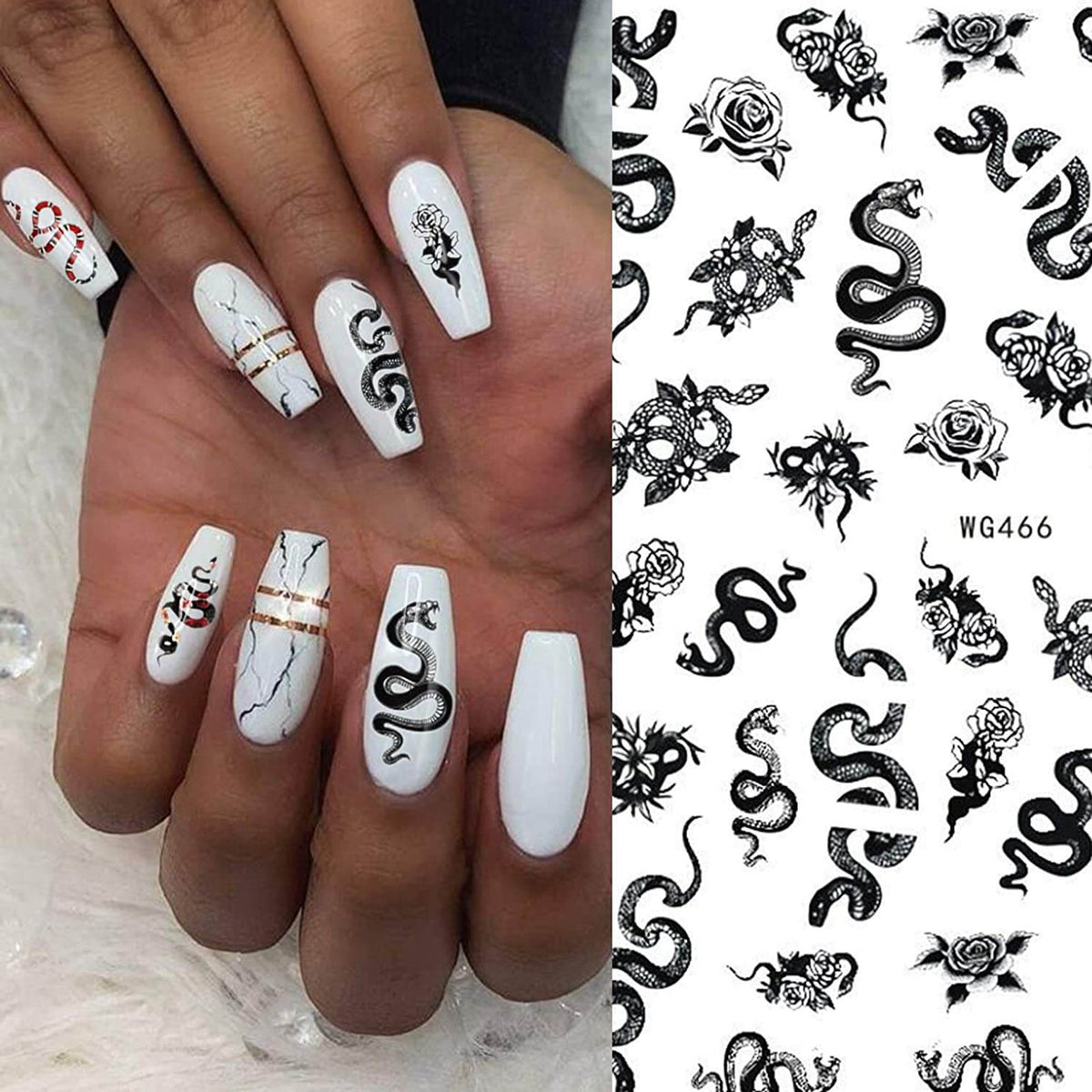 Kalolary Snake Nail Art Stickers 6 Sheets