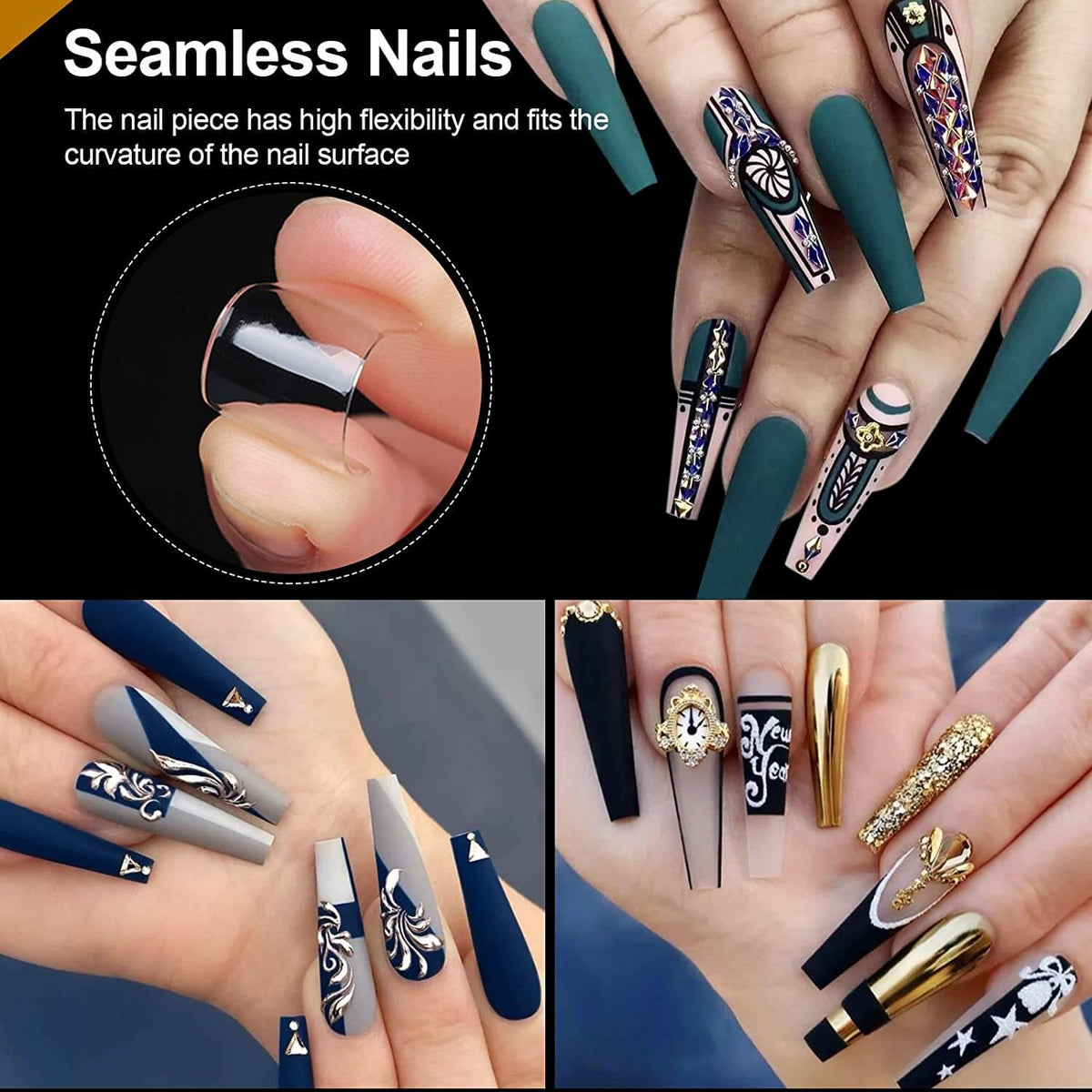 Kalolary XXL Long Coffin Nail Tips 550Pcs