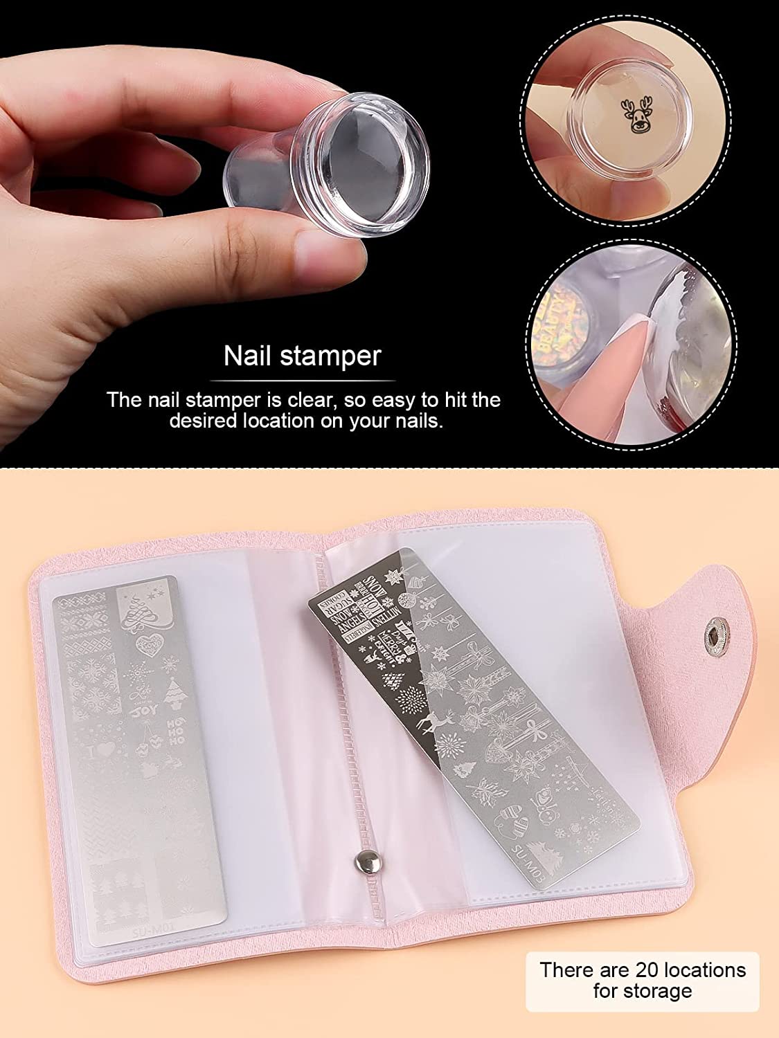 Kalolary Christmas Nail Art Stamping Plates Set 9Pcs
