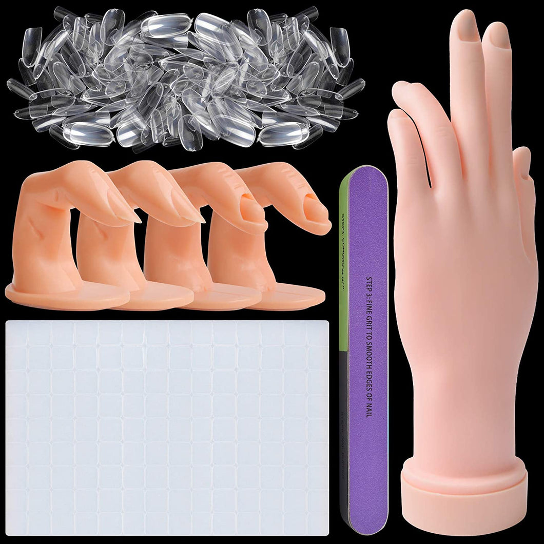Kalolary Nail Hand Practice set for Acrylic Nails (Clear)
