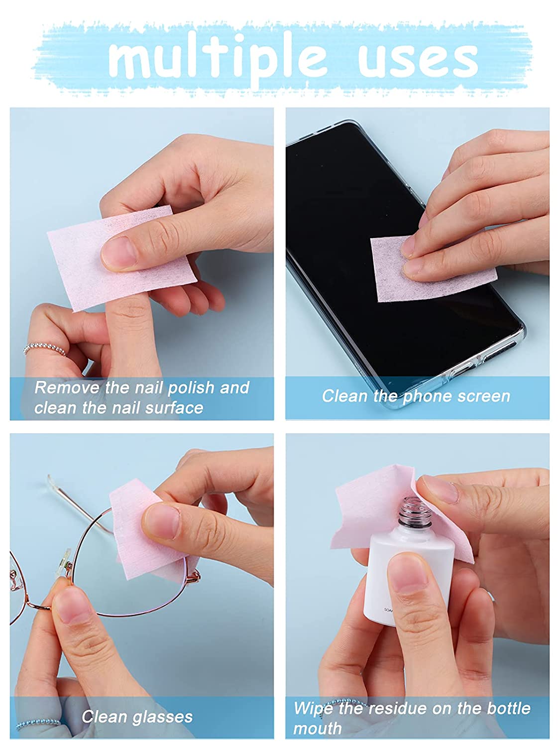 Kalolary Lint Free Nail Wipes for Acrylic Nails 1200 Pcs