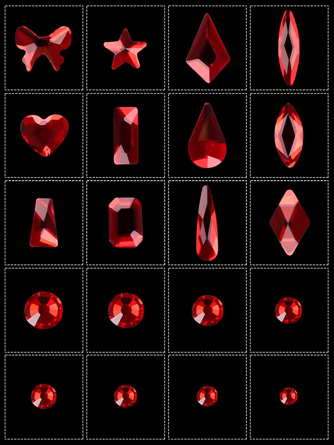 Kalolary Red Professional Nail Rhinestones Kit