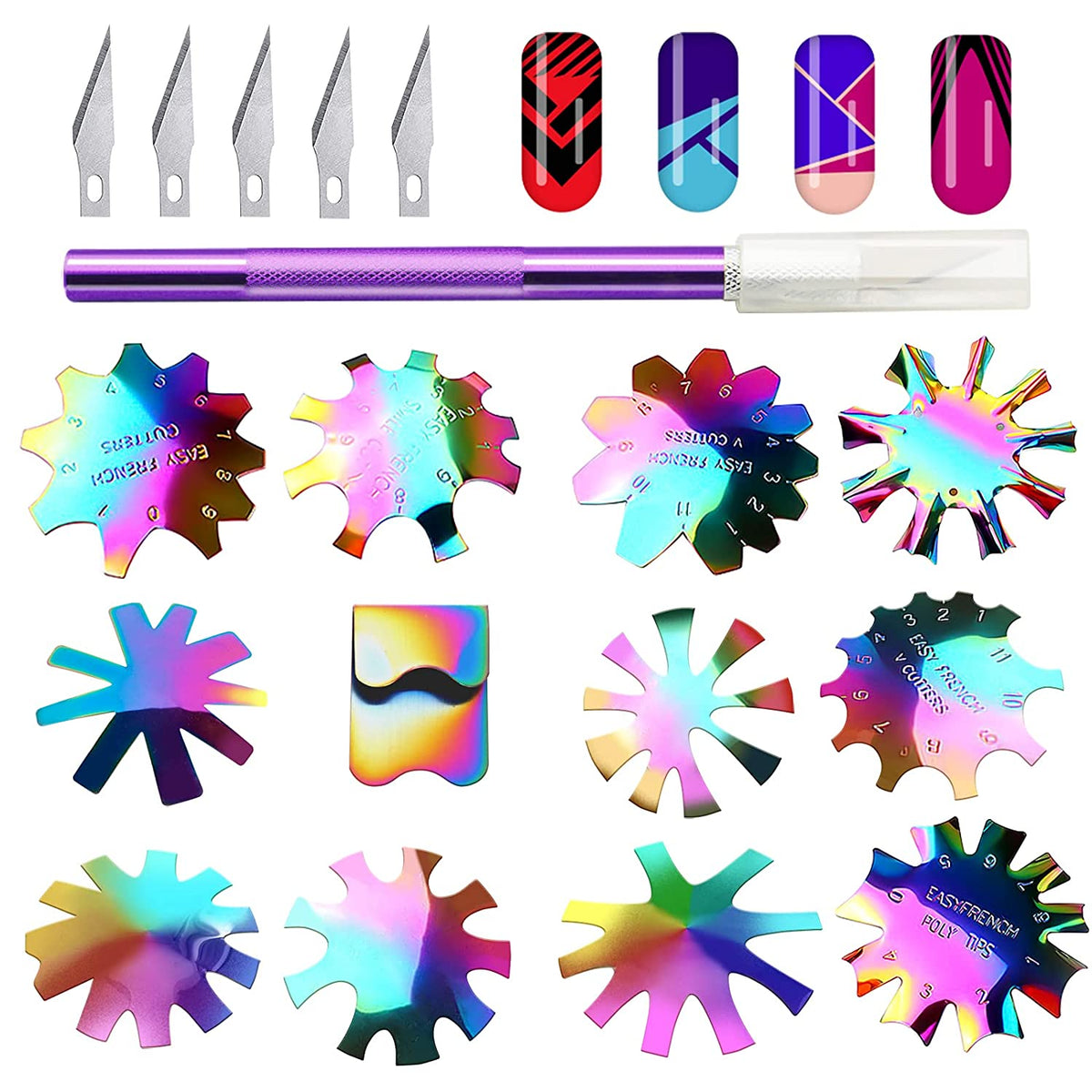 Kalolary 12 PCS French Nail Trimmer (Rainbow)