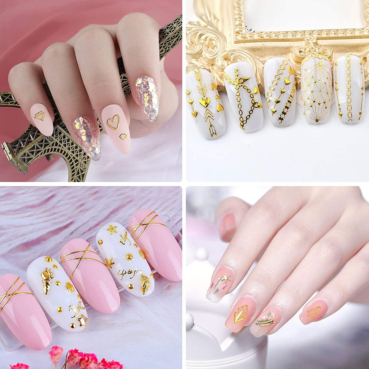 Kalolary 12 Sheets Gold Self-Adhesive Nail Stickers