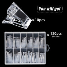 Load image into Gallery viewer, Kalolary 120Pcs Dual Nail Forms Stiletto Gel Nail Extension Mold with 10Pcs Nail Tips Clips for gel Quick Building
