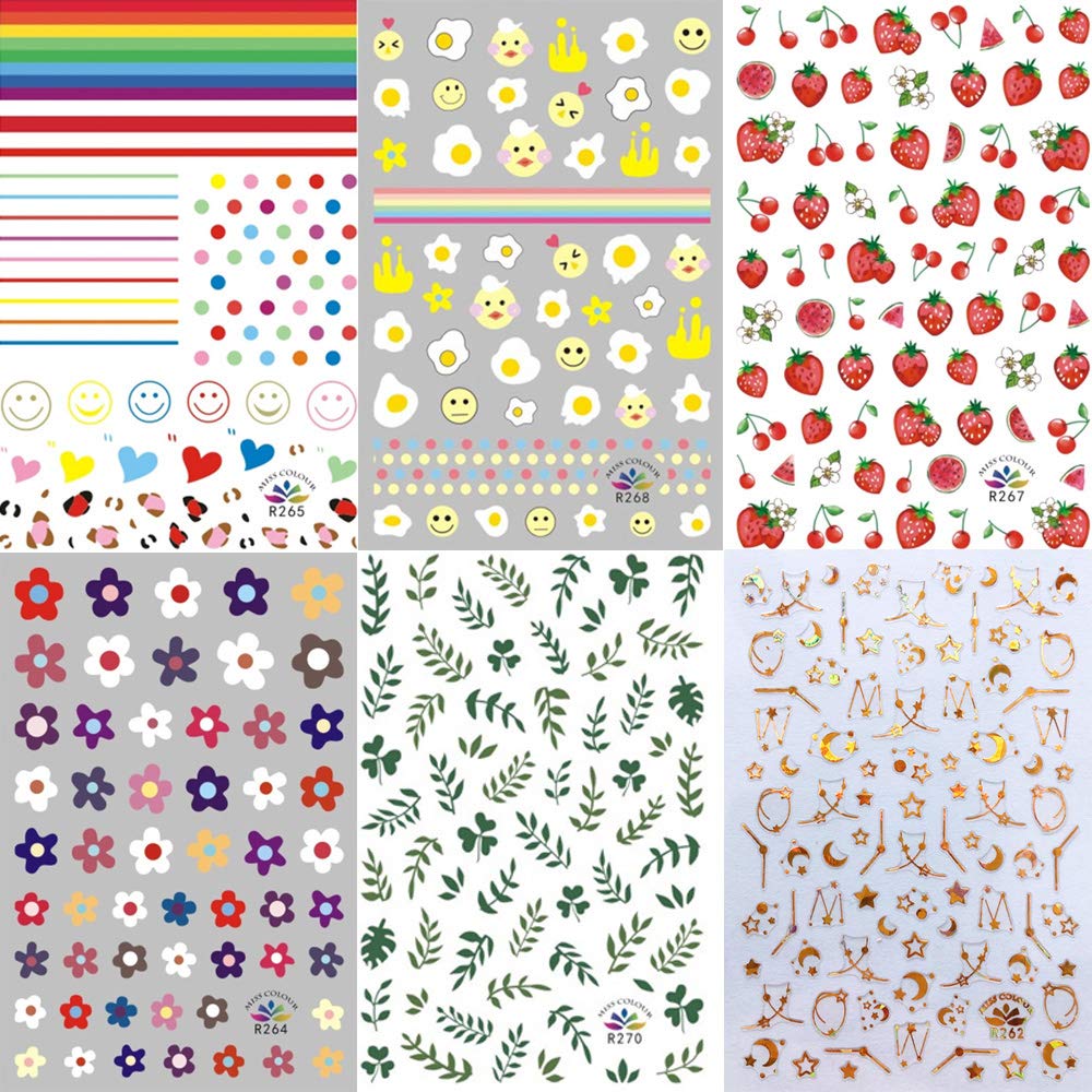 Kalolary Flower Fruit Nail Art Stickers Decals (12 Sheets)