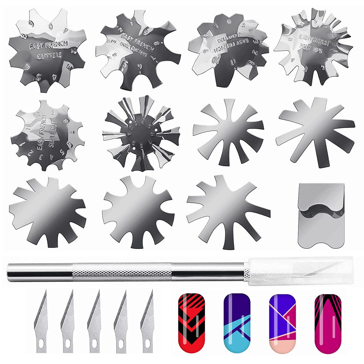 Kalolary 12 PCS French Nail Trimmer (Silver)