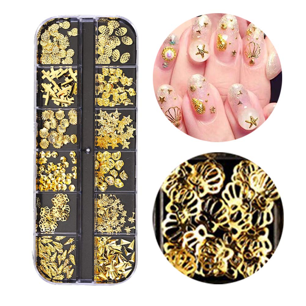 Kalolary 3 Boxes Gold Nail Art Rhinestones