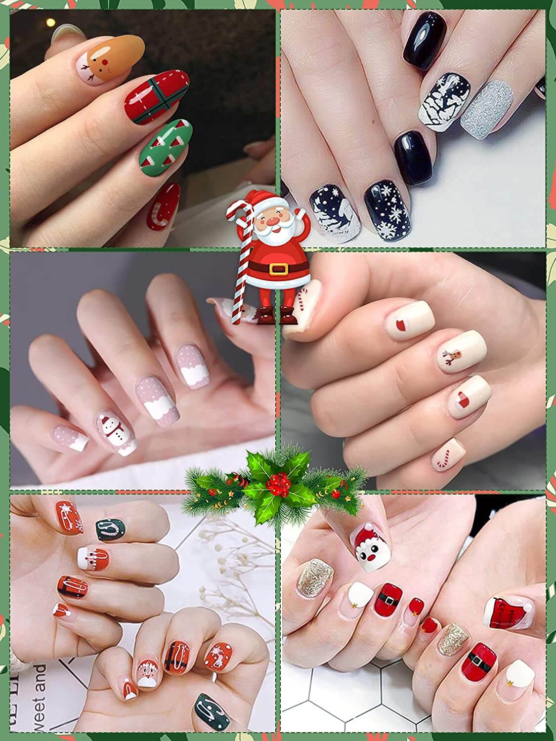 Kalolary Christmas Full Wraps Self-Adhesive Nail Polish Stickers 20 Sheets