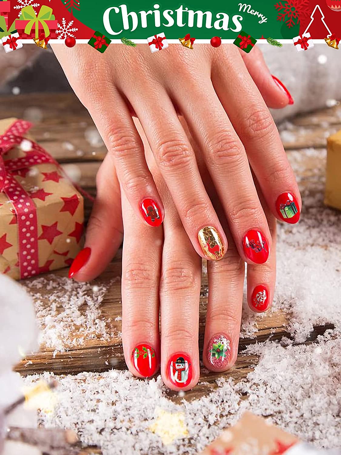Kalolary 12 Sheets Christmas Nail Art Stickers Decals