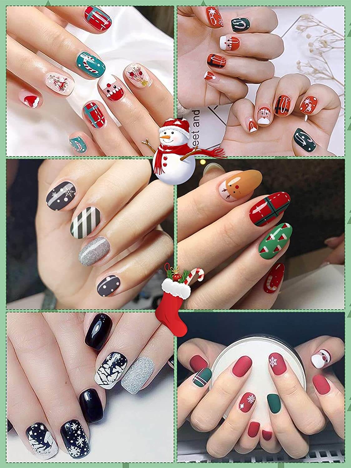 Kalolary 30 Sheets Christmas Full Wraps Self-Adhesive Nail Polish Stickers