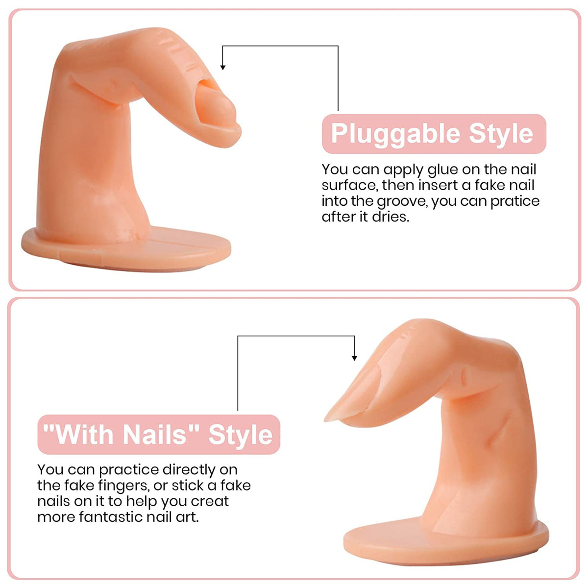 Kalolary Nail Hand Practice set for Acrylic Nails (Clear)