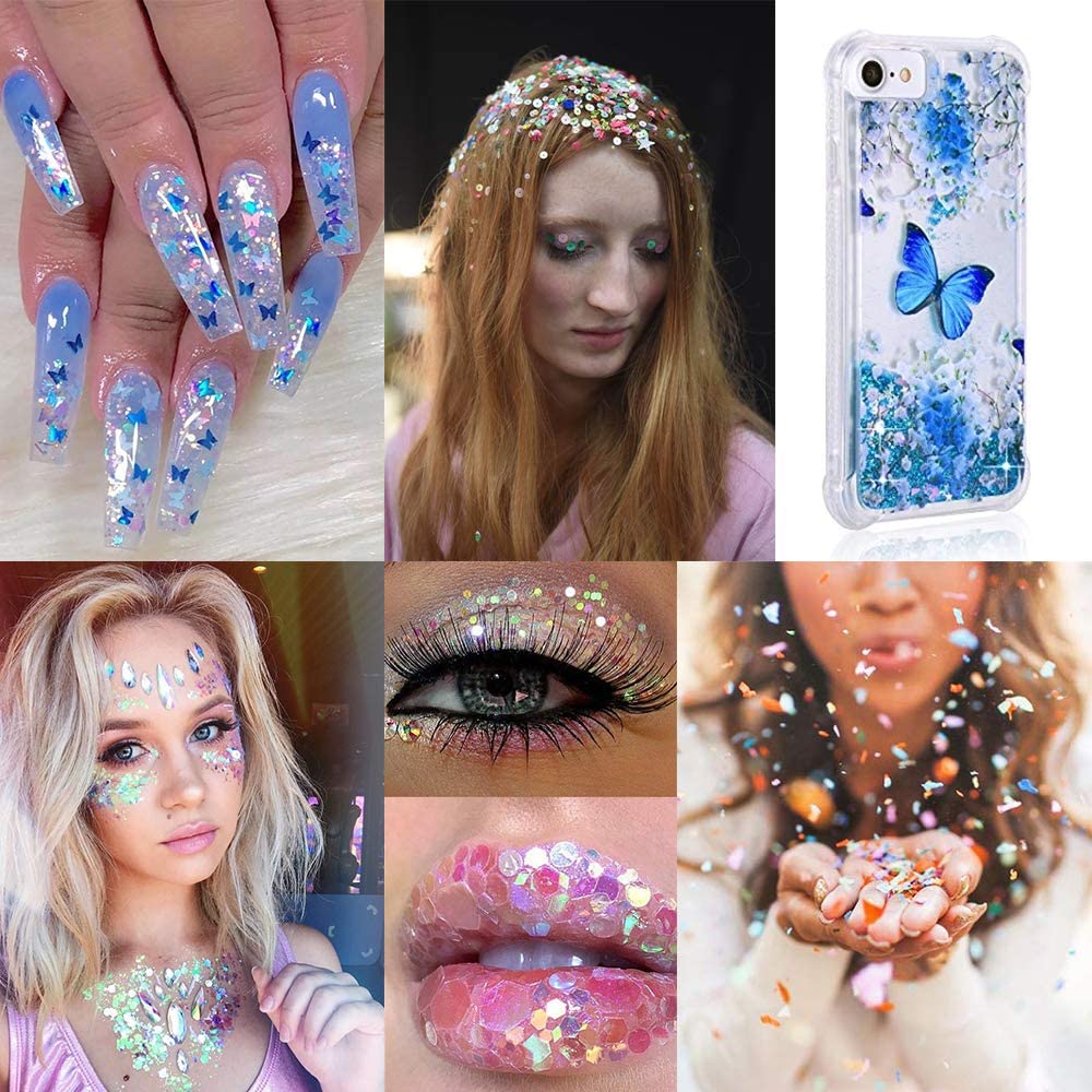 Kalolary 24 Color/Set 3D Butterfly Nail Glitter Sequins