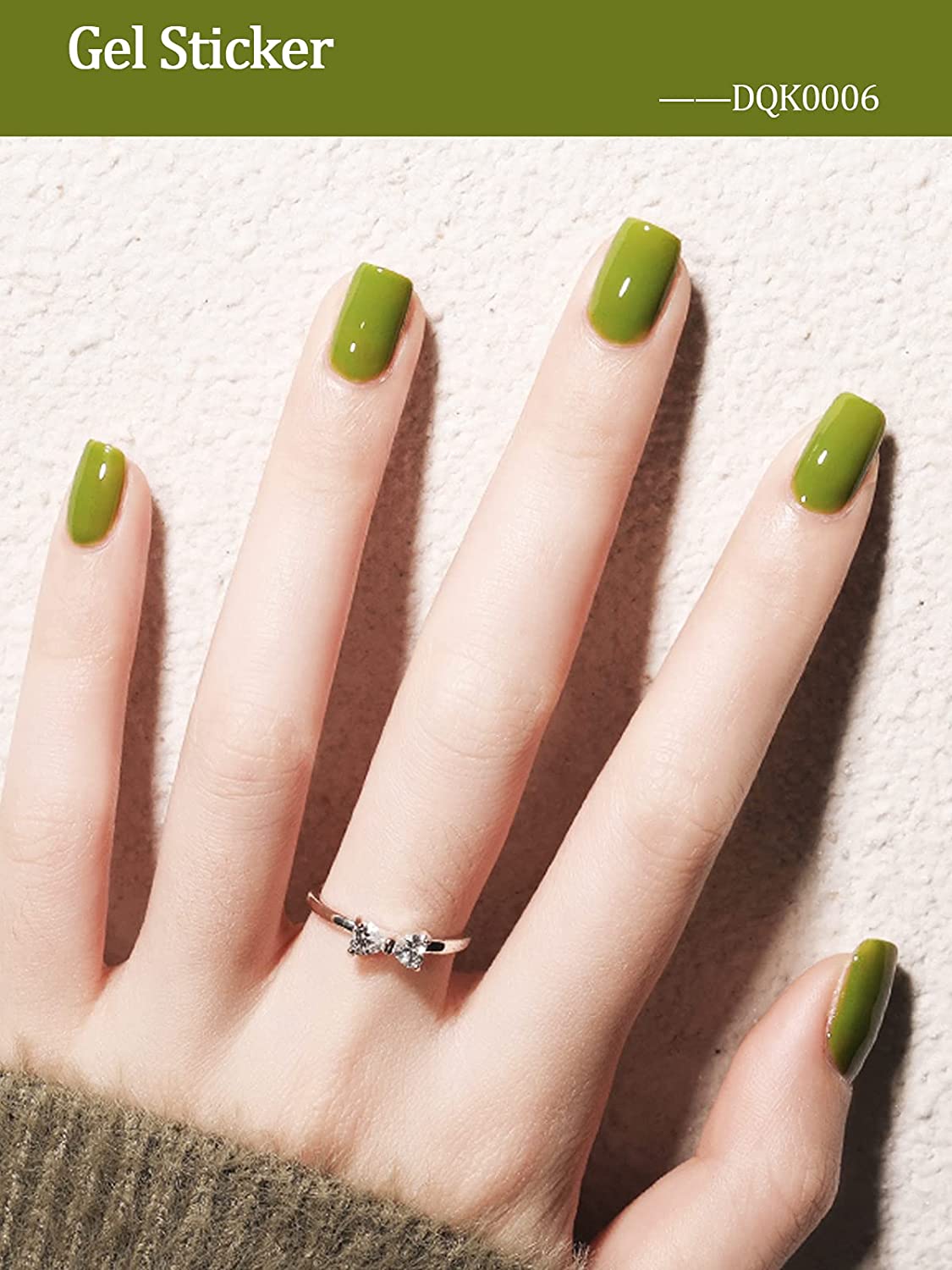 Kalolary Avocado Green Nail Gel Polish Strips 20 PCS