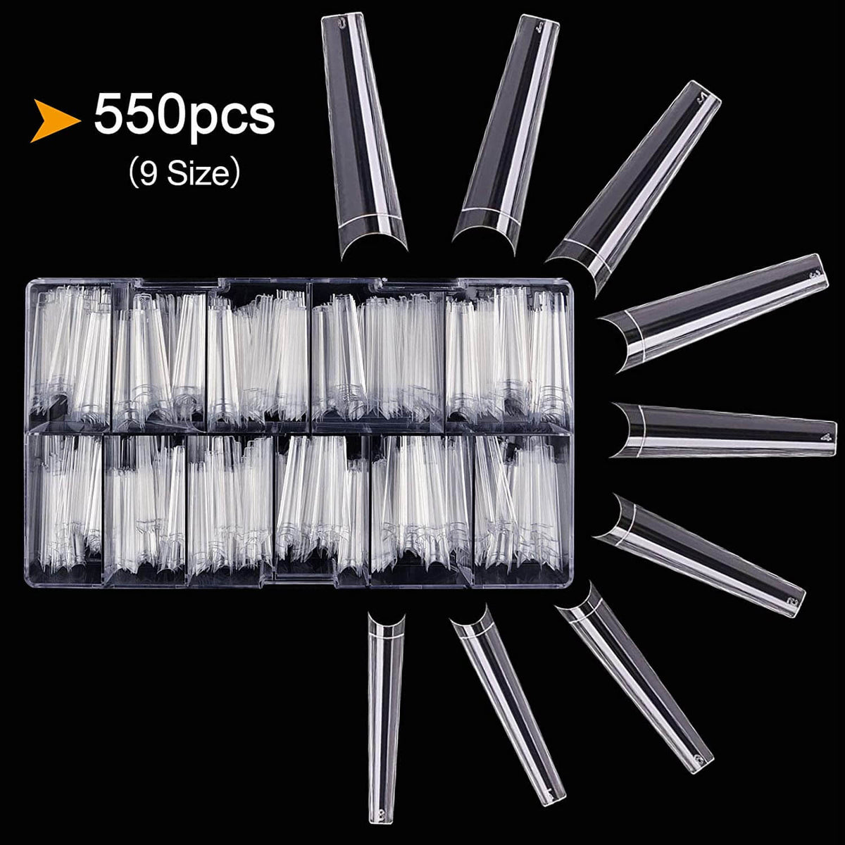 Kalolary XXL Long Coffin Nail Tips 550Pcs