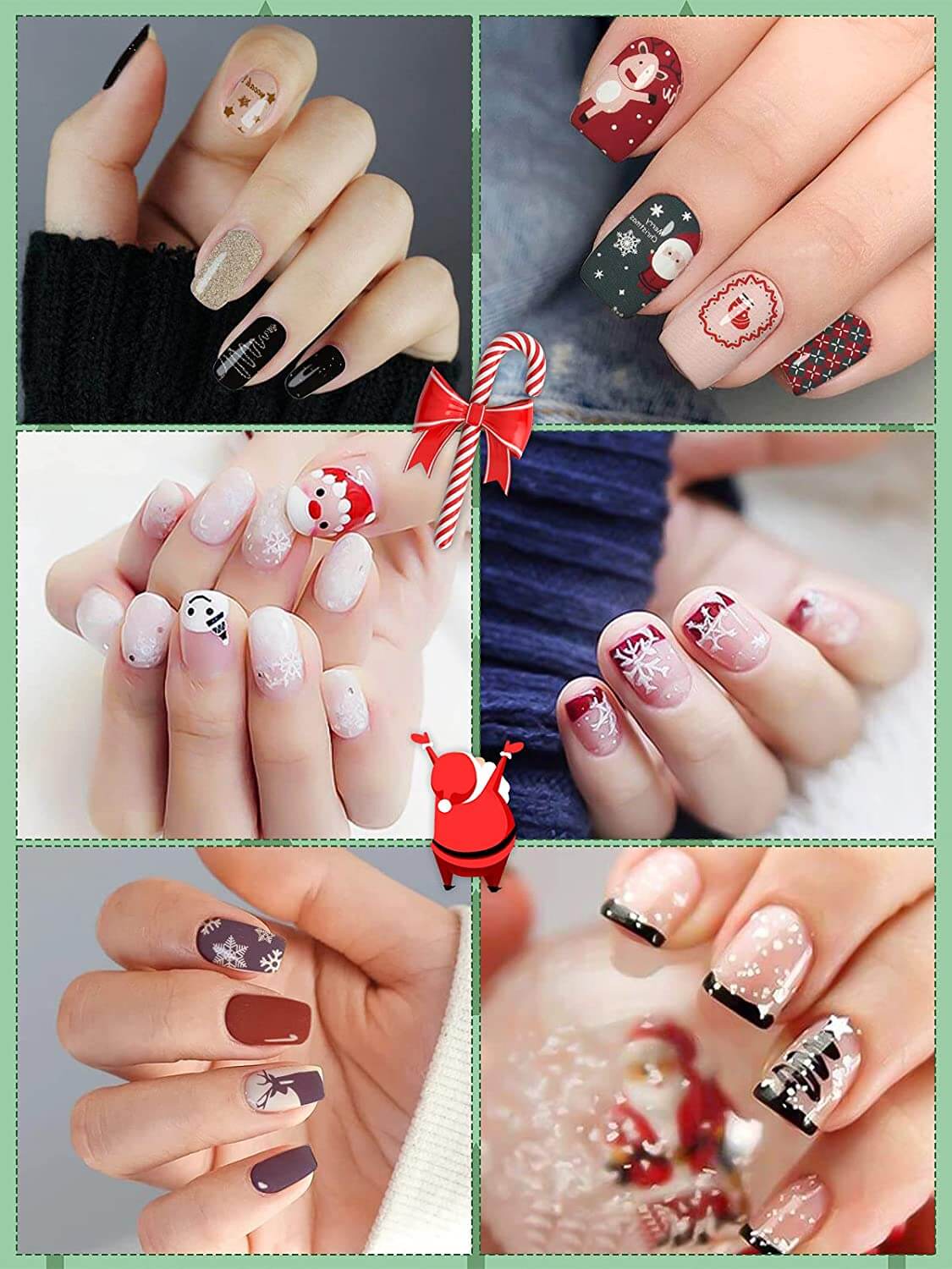 Kalolary 30 Sheets Christmas Full Wraps Self-Adhesive Nail Polish Stickers