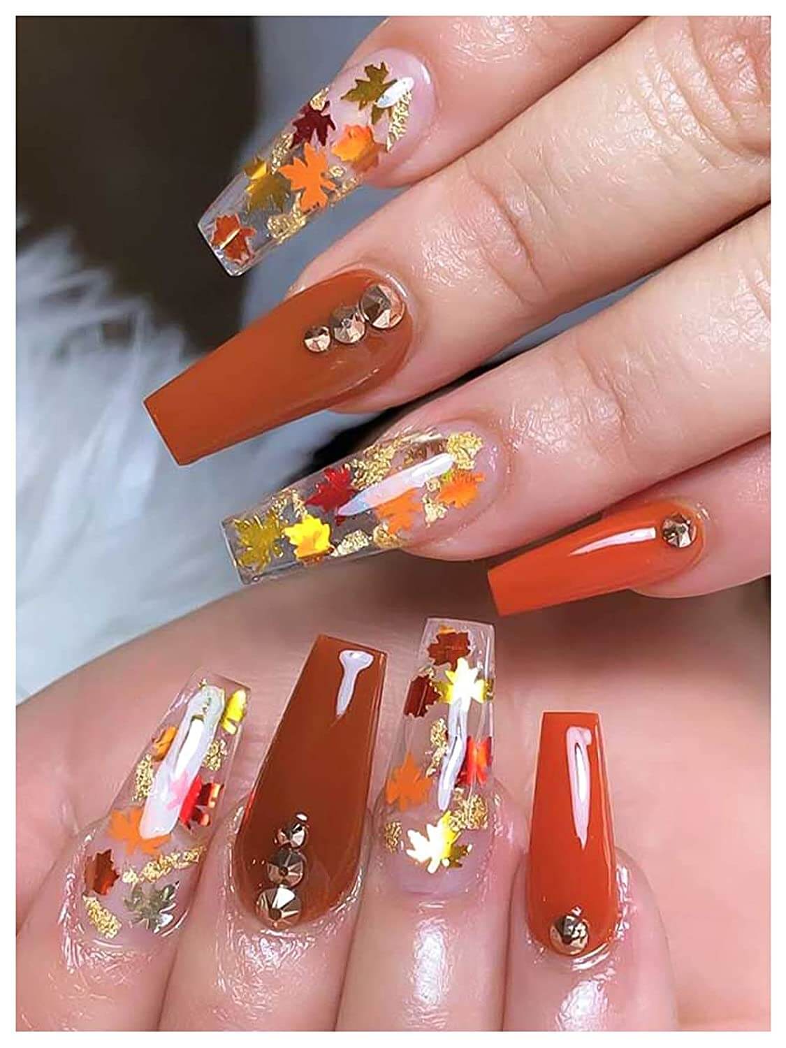 Kalolary 3D Maple Leaves Nail Art Glitter Sequins 4 Boxes (A style)