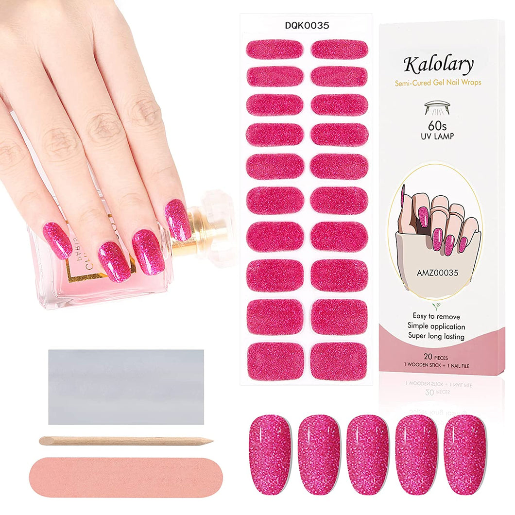 Kalolary Purple Glitter Series Nail Gel Polish Strips 20 PCS