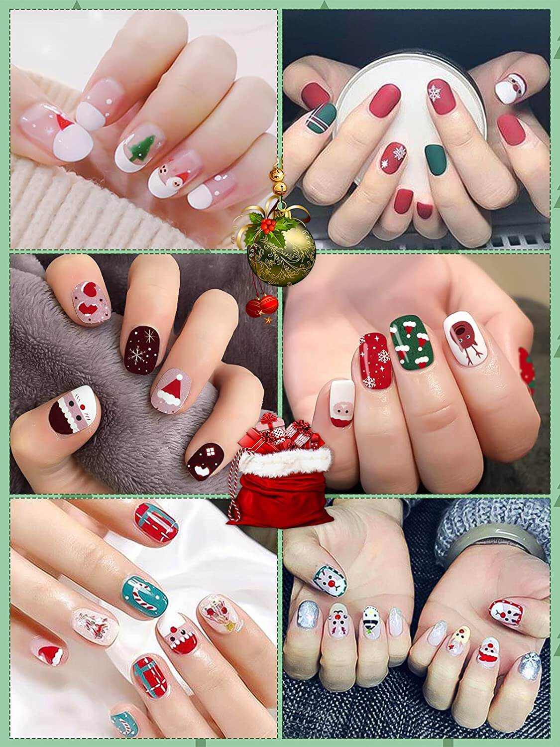 Kalolary Christmas Full Wraps Self-Adhesive Nail Polish Stickers 20 Sheets