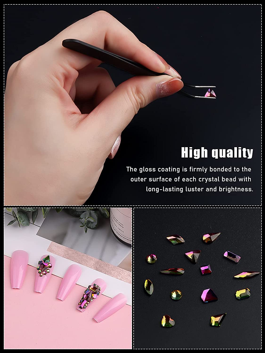 Kalolary Colorful Professional Nail Rhinestones Kit