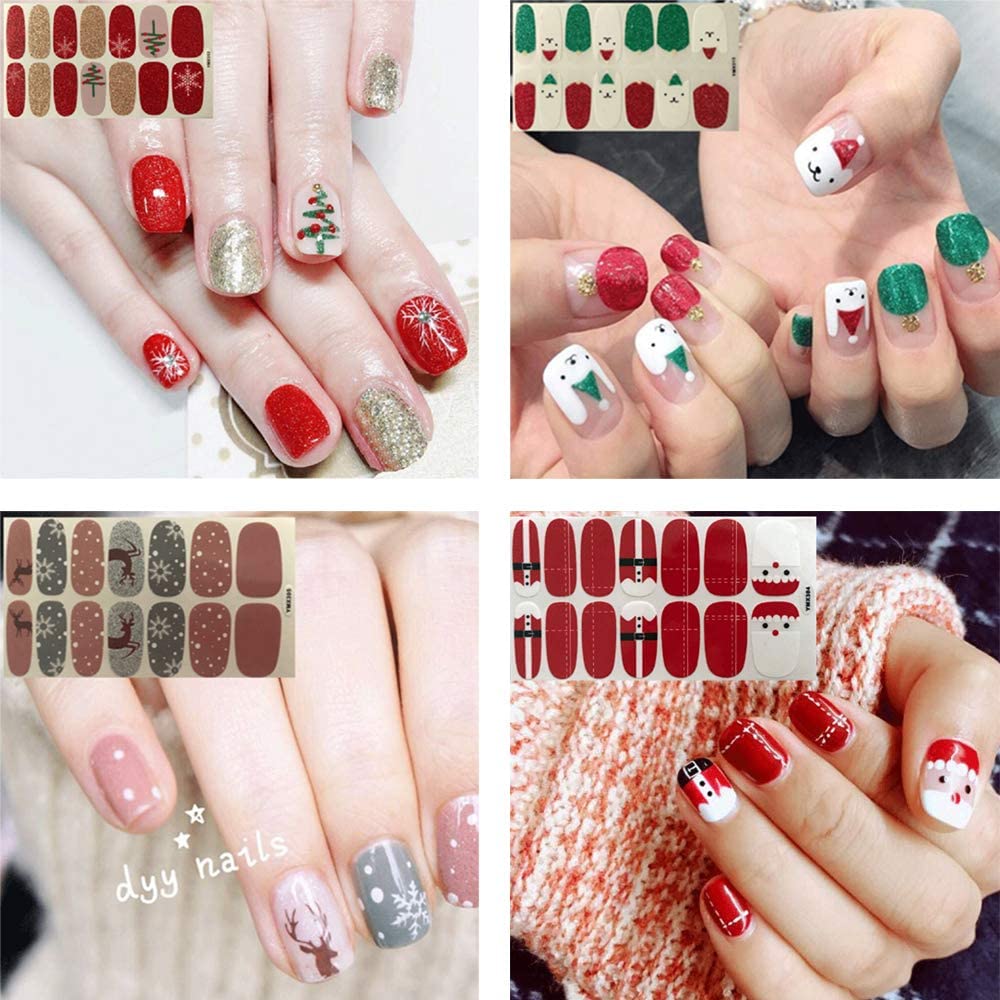 Kalolary 8 Sheets Christmas Nail Stickers Strip with 1Pcs Nail File