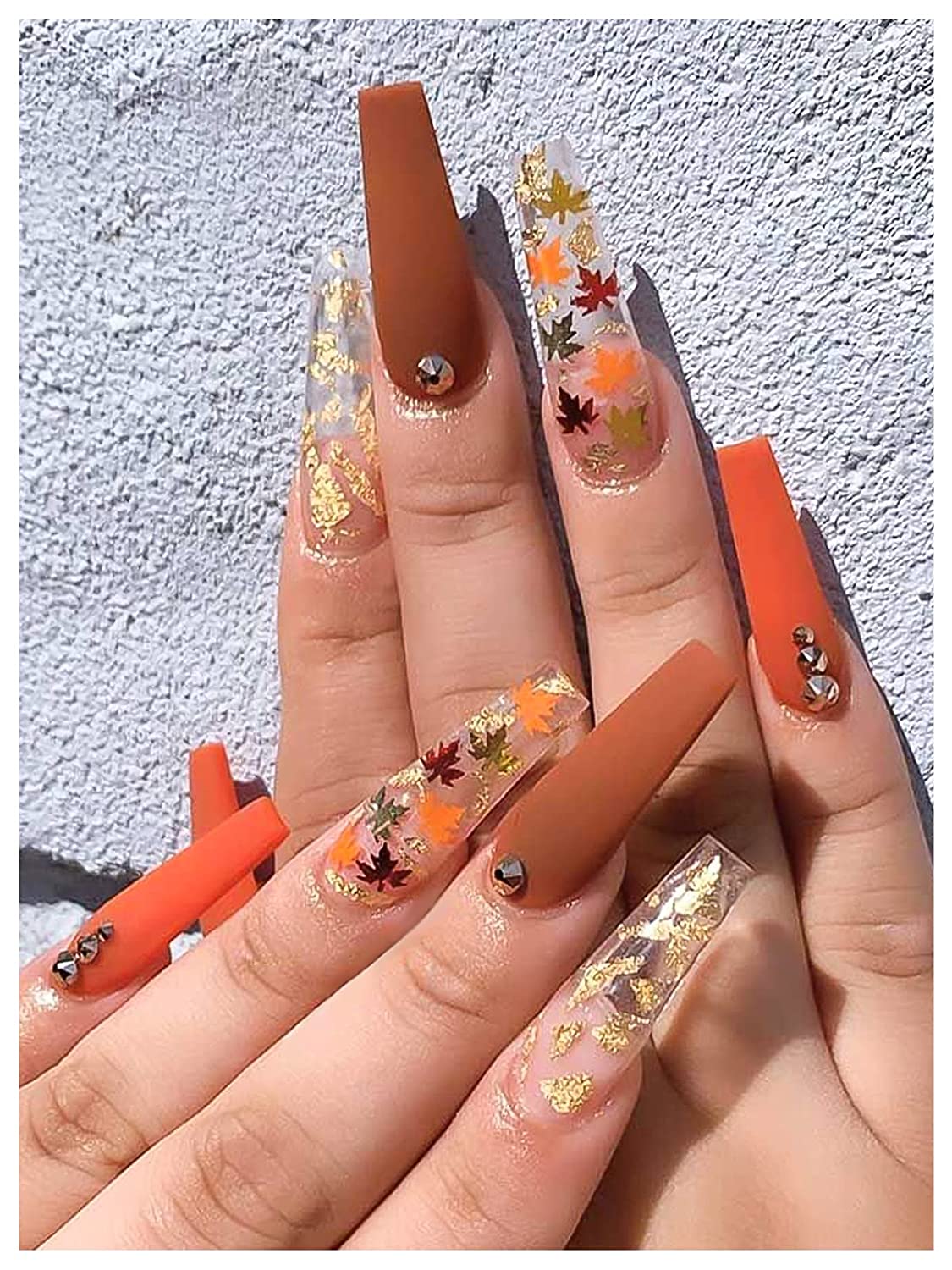 Kalolary 3D Maple Leaves Nail Art Glitter Sequins 4 Boxes (B style)