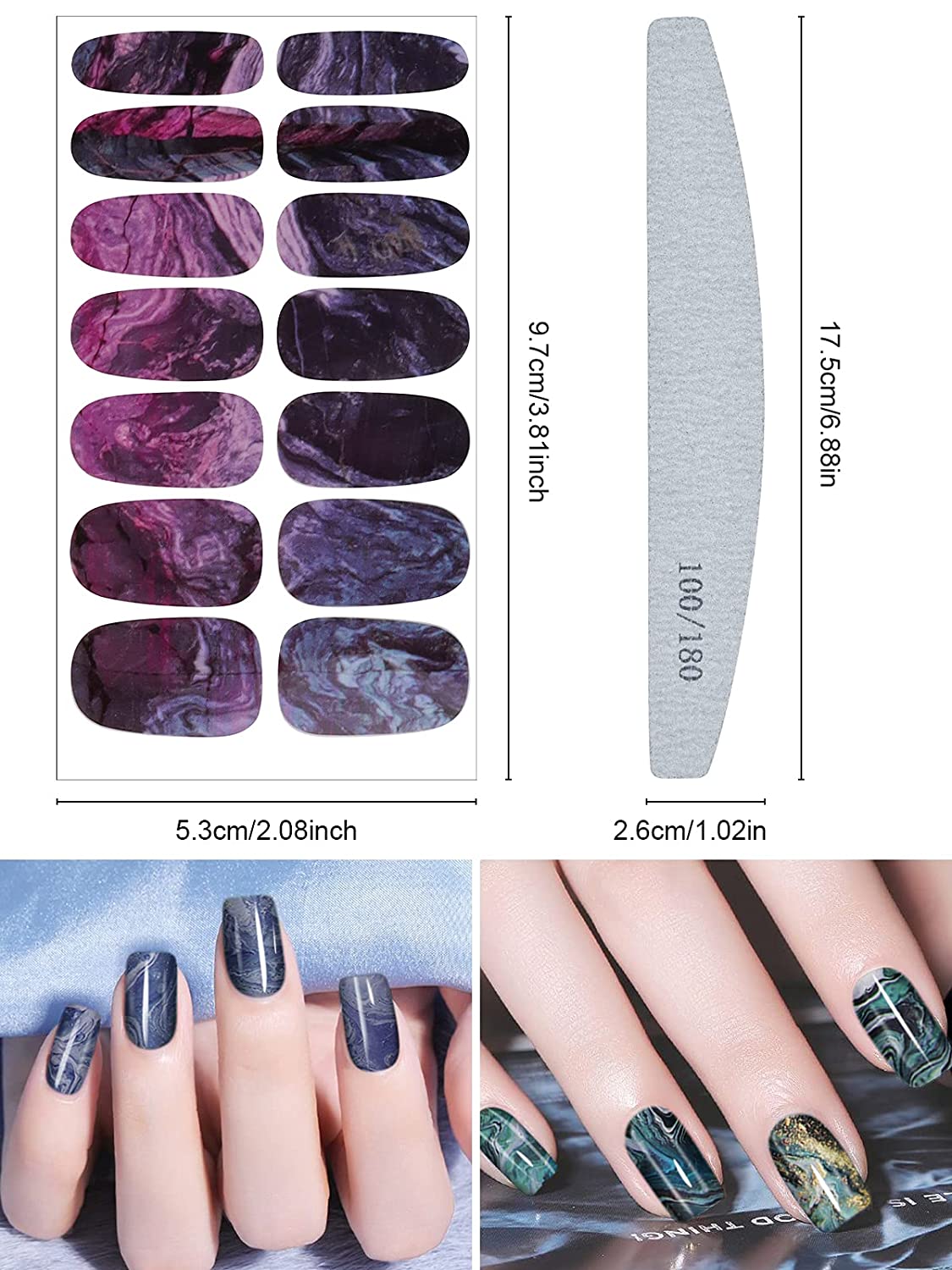 Kalolary 12 Sheet Marble Nail Art Polish Stickers