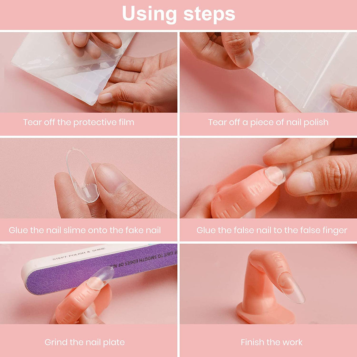 Kalolary Nail Hand Practice set for Acrylic Nails (Clear)