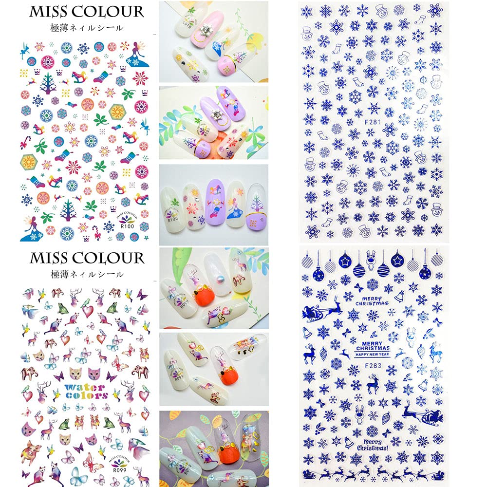 Kalolary Christmas Nail Art Stickers Decals (12 Sheet Large Size)