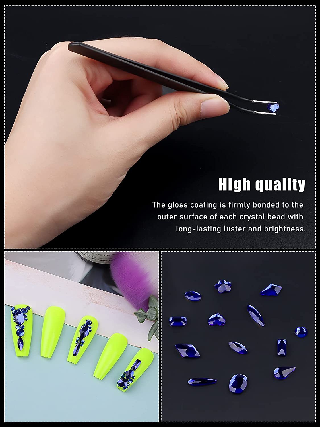 Kalolary Blue Professional Nail Rhinestones Kit