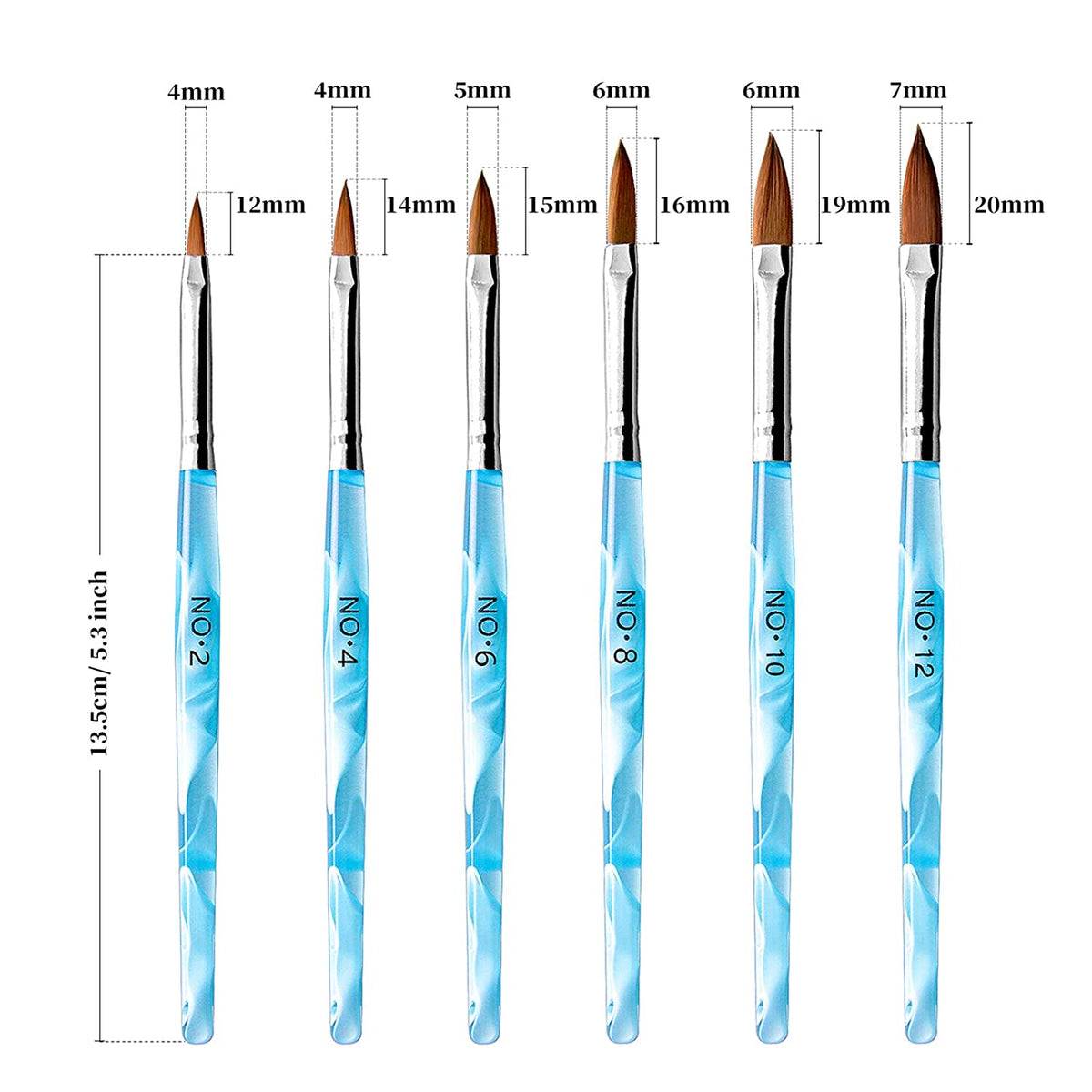 Kalolary 6Pcs Bronze Acrylic Nail Brush with 2Pcs Nail Art Dappen Dish Set