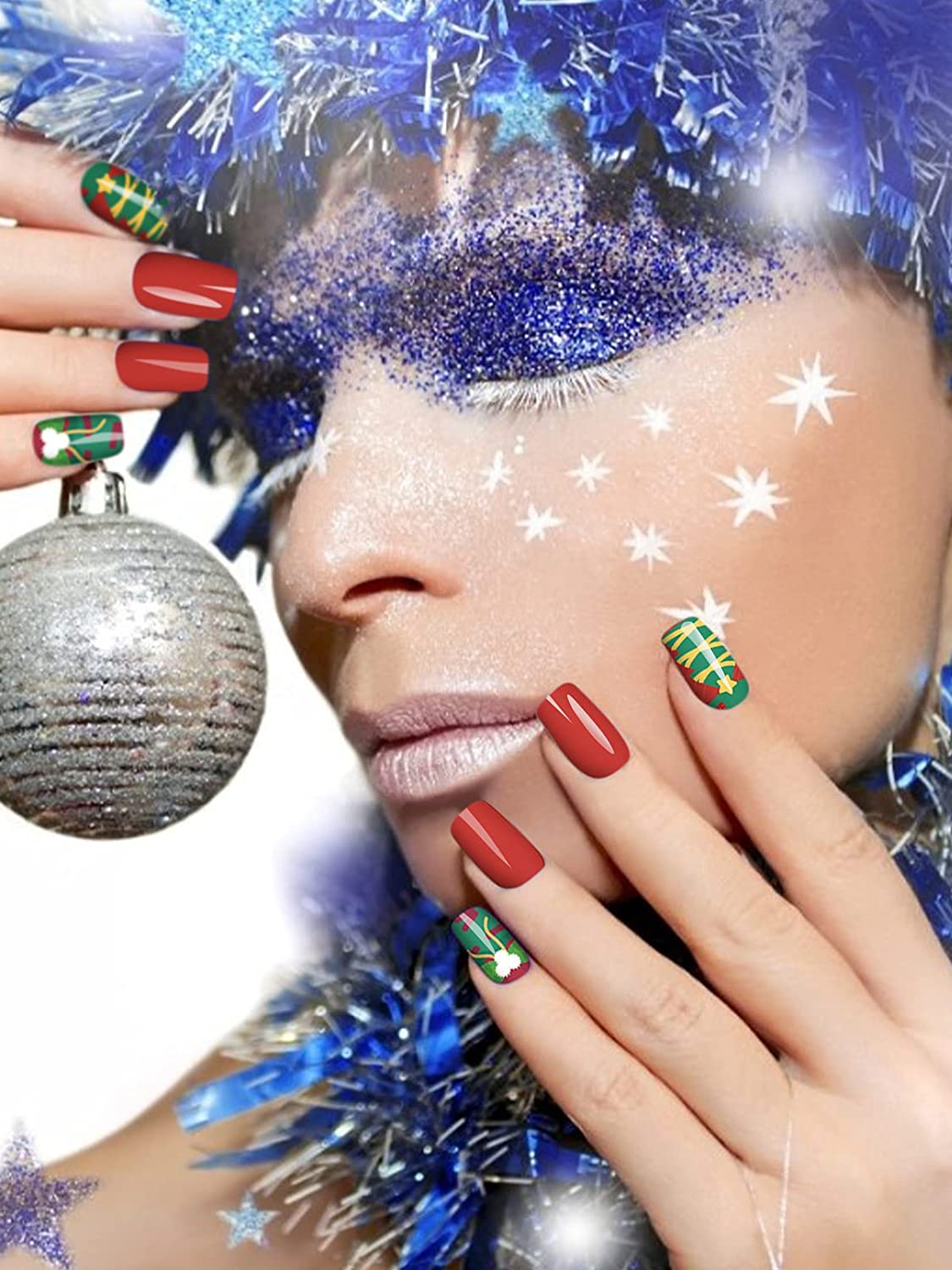 Kalolary 12 Sheets Christmas Nail Stickers Strip with 1Pcs Nail File