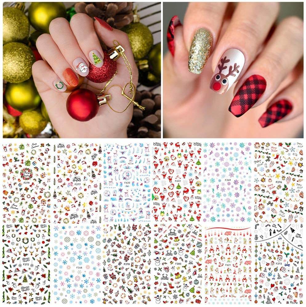 Kalolary Christmas Nail Art Stickers 12 Sheets