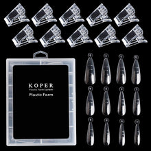 Load image into Gallery viewer, Kalolary 120Pcs Dual Nail Forms Stiletto Gel Nail Extension Mold with 10Pcs Nail Tips Clips for gel Quick Building
