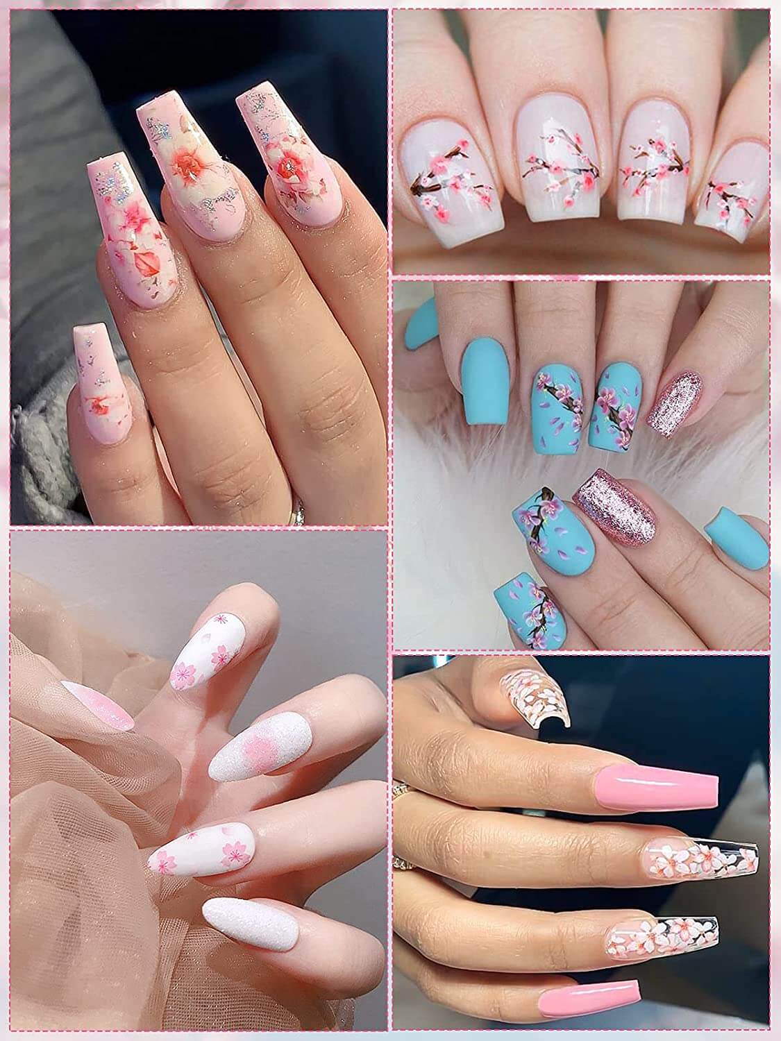 Kalolary Cherry Blossom Nail Art Stickers Decals