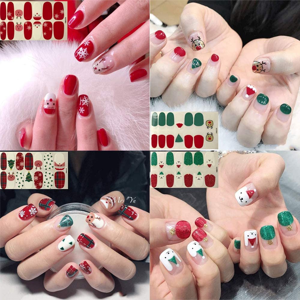 Kalolary 8 Sheets Christmas Nail Stickers Strip with 1Pcs Nail File